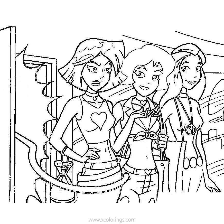 Free Totally Spies Coloring Pages Black and White printable