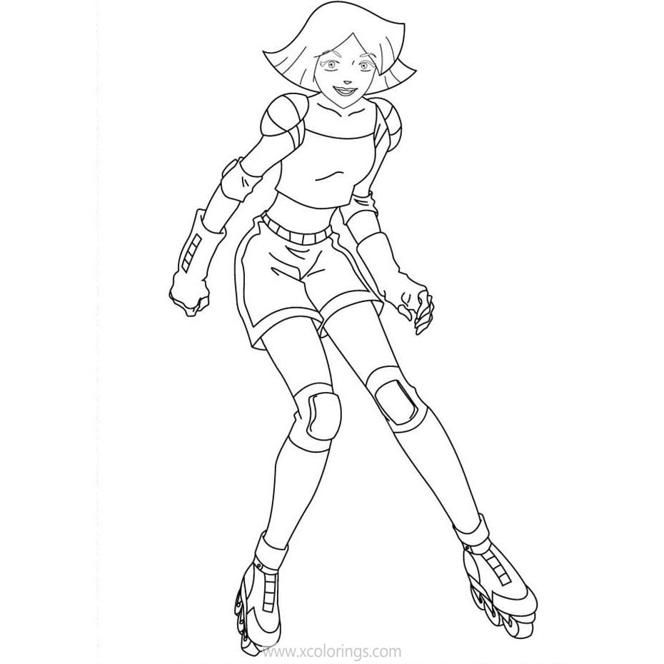 Free Totally Spies Coloring Pages Clover is Roller Skating printable