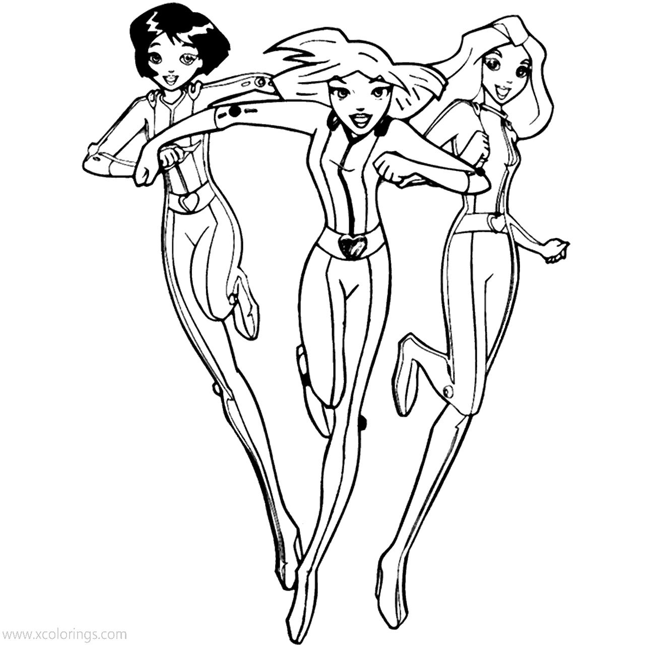 Free Totally Spies Coloring Pages Girls are Running printable