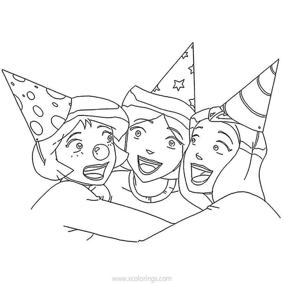 Free Totally Spies Coloring Pages Girls as Clowns printable