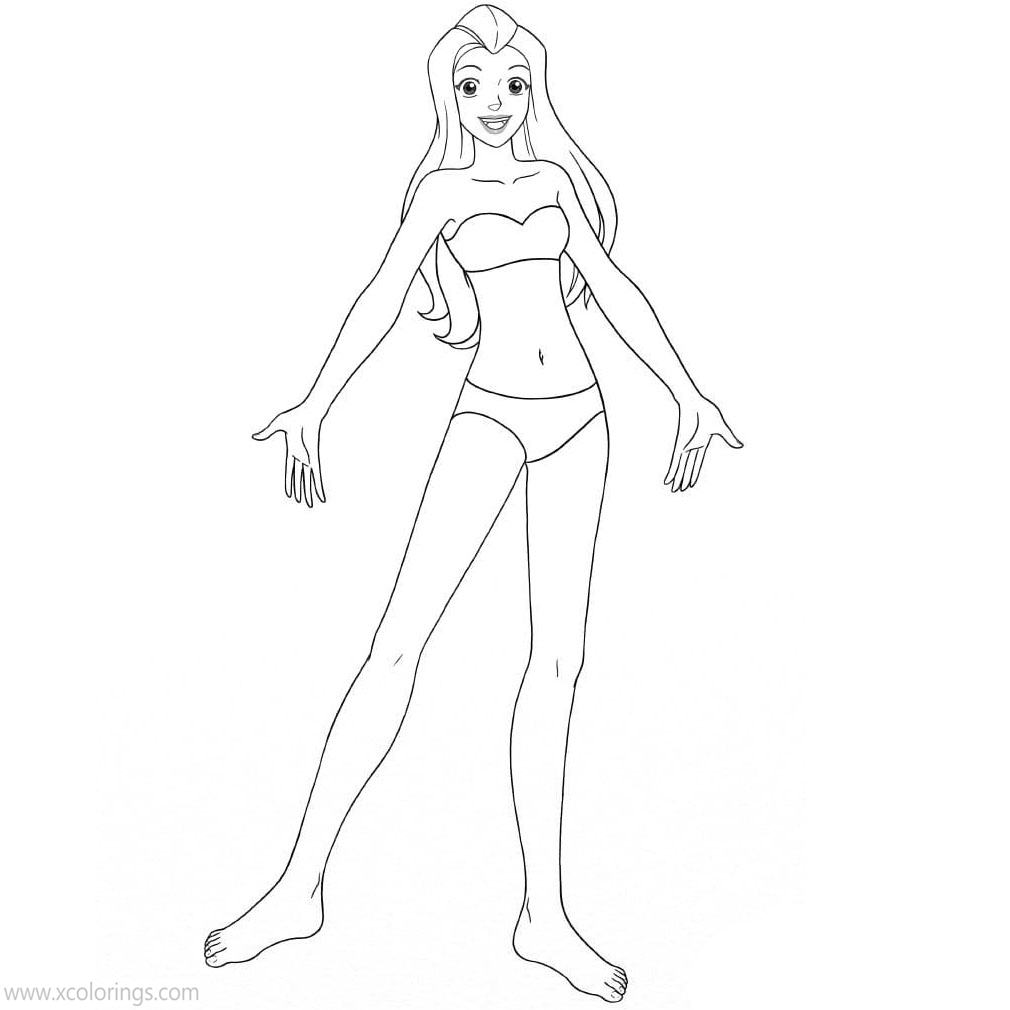 Free Totally Spies Coloring Pages Samantha in Swimsuit printable