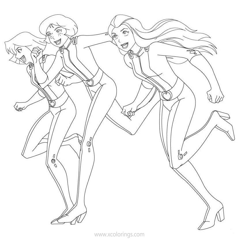 Free Totally Spies Running Coloring Pages printable