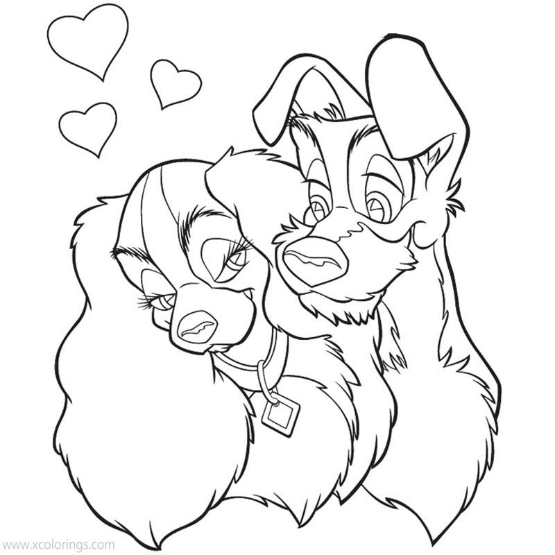 Free Valentines Lady and the Tramp Coloring Pages printable