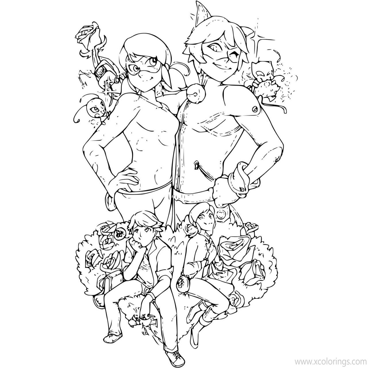 Free Valentines Miraculous Ladybug Coloring Pages printable
