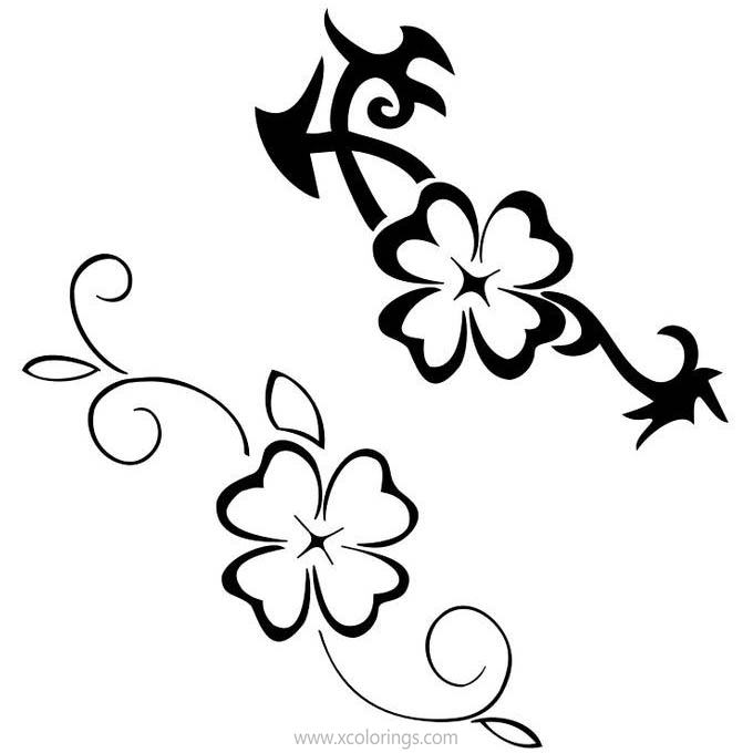 Free 4 Leaf Clover Coloring Pages Clover Pattern printable
