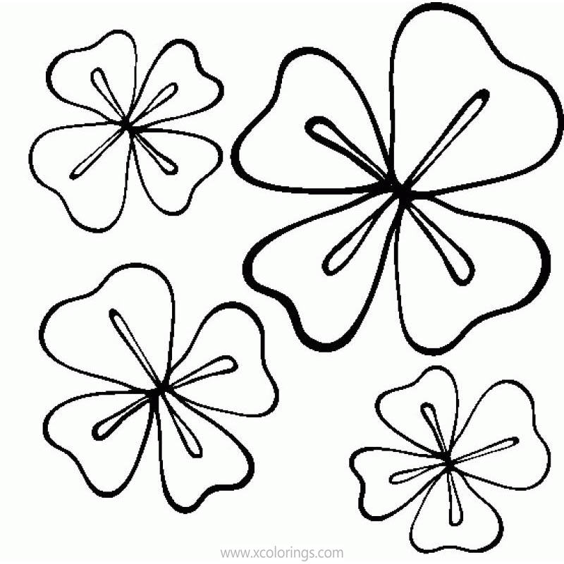 Free 4 Leaf Clover Coloring Pages Four Leaves printable