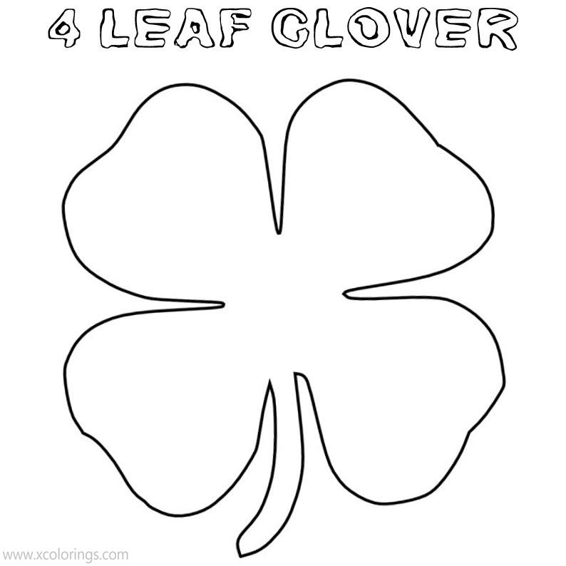 Free 4 Leaf Clover Coloring Pages Template printable
