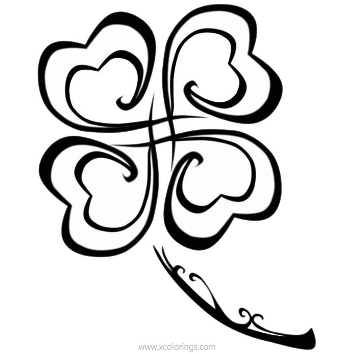 Free 4 Leaf Clover Coloring Pages for Adults printable
