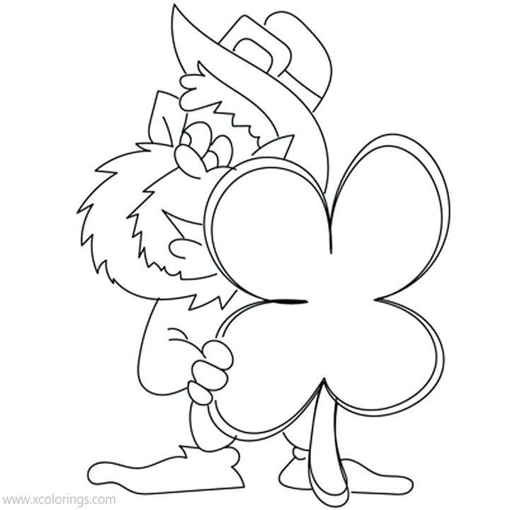 Free 4 Leaf Clover Coloring Pages with Leprechaun printable