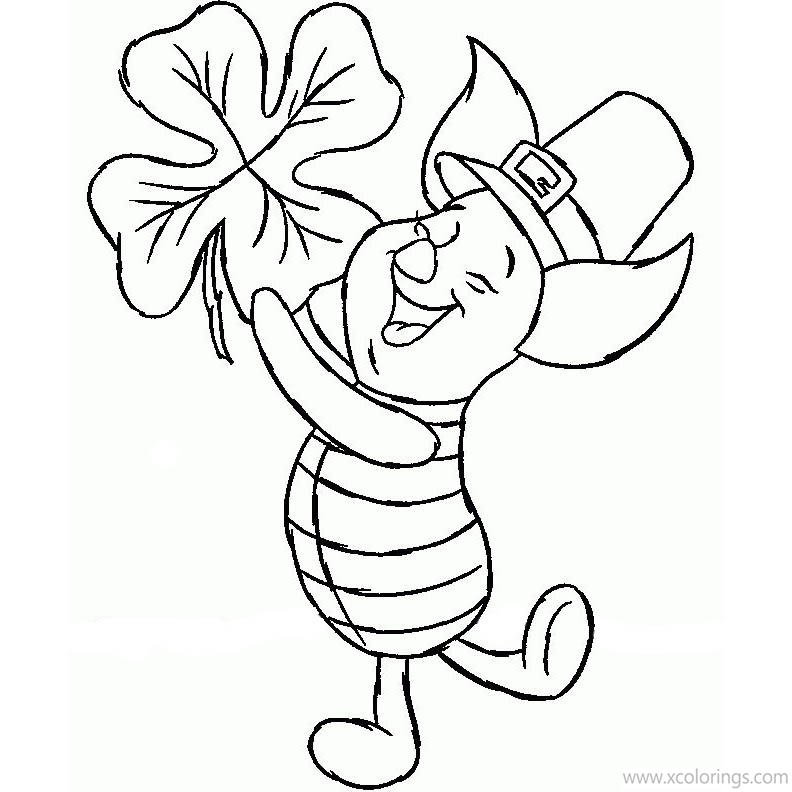 4 Leaf Clover and Piglet Coloring Pages - XColorings.com