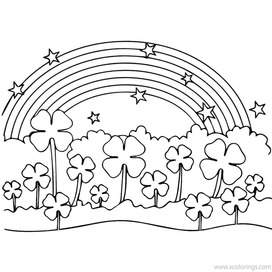 Free 4 Leaf Clover and Rainbow Coloring Pages printable