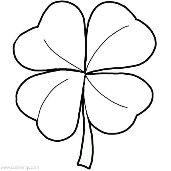 Girl Scout Clover Coloring Page - 4 Leaf Clover With Vein Coloring Pages 600x600 
