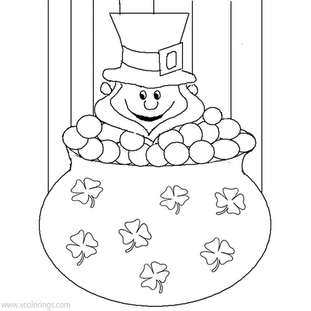 Free 4 Leaf Clovers and Gold Coloring Pages printable