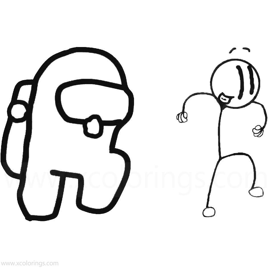 Among Us Coloring Pages Character Dancing with Henry Stickmin