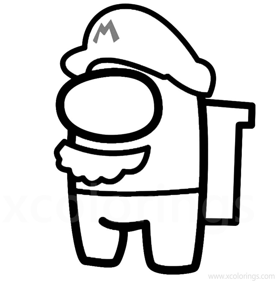 Among Us Coloring Pages Super Mario Skin - XColorings.com