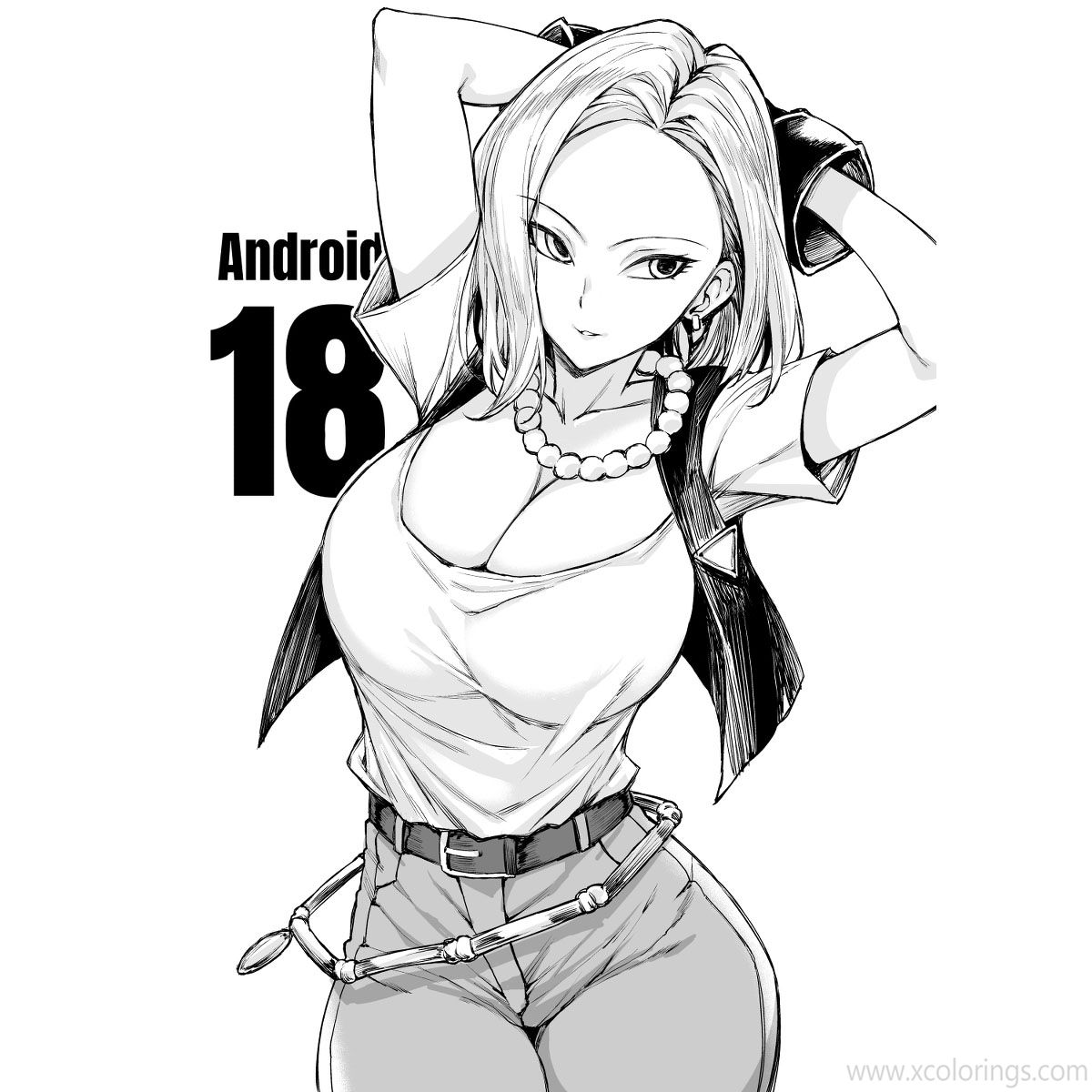 Free Android 18 Coloring Pages DBZ Fanart printable