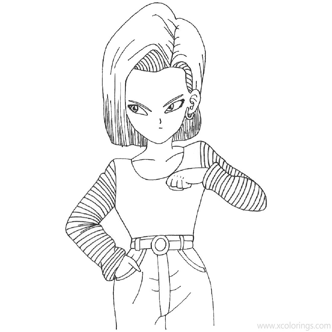 Free Android 18 Coloring Pages Lineart printable