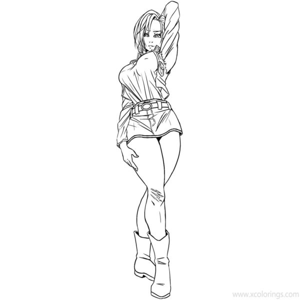 DBZ Android 18 Coloring Pages Lineart - XColorings.com