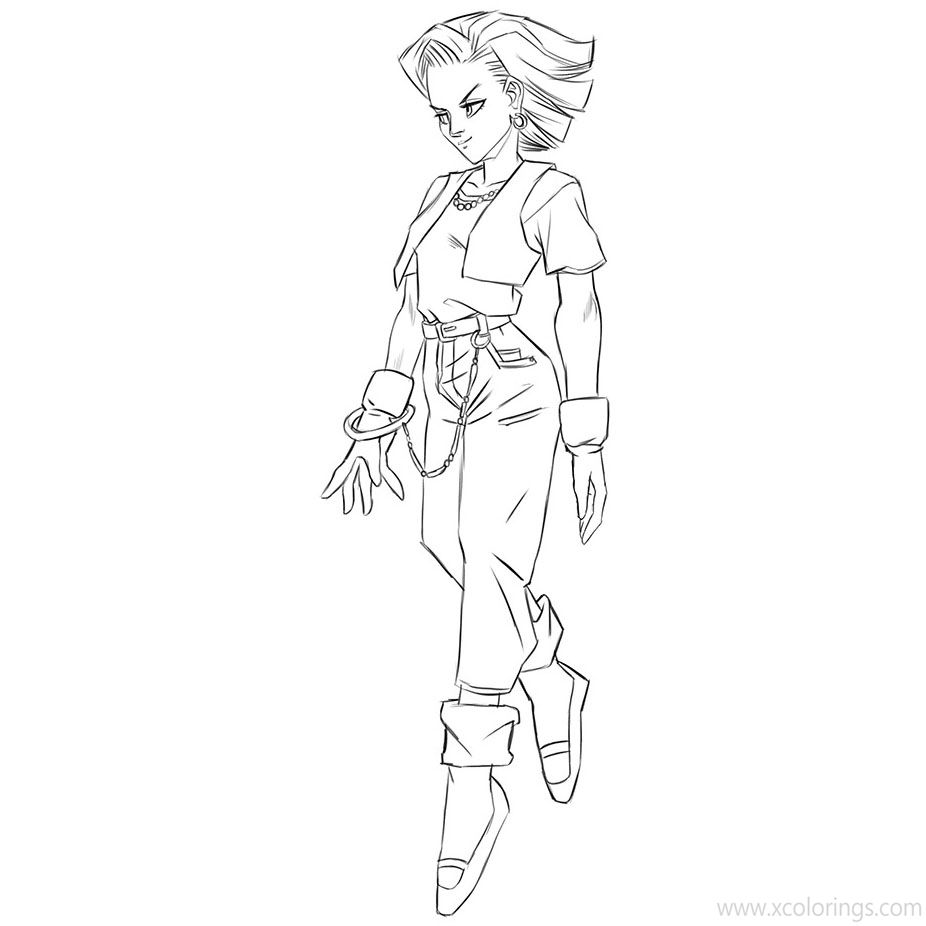 Free Android 18 Coloring Pages from DBZ printable