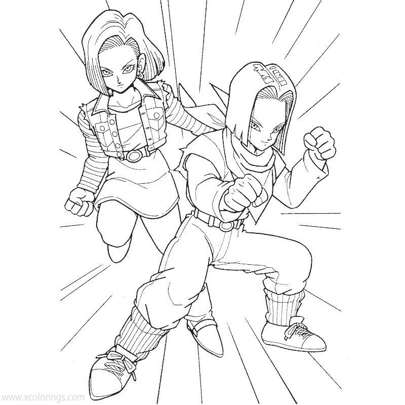 Free Android 18 Coloring Pages with Android 17 printable