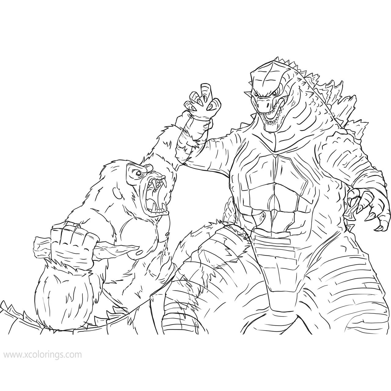 Battle of Godzilla Vs Kong Coloring Pages   XColorings.com