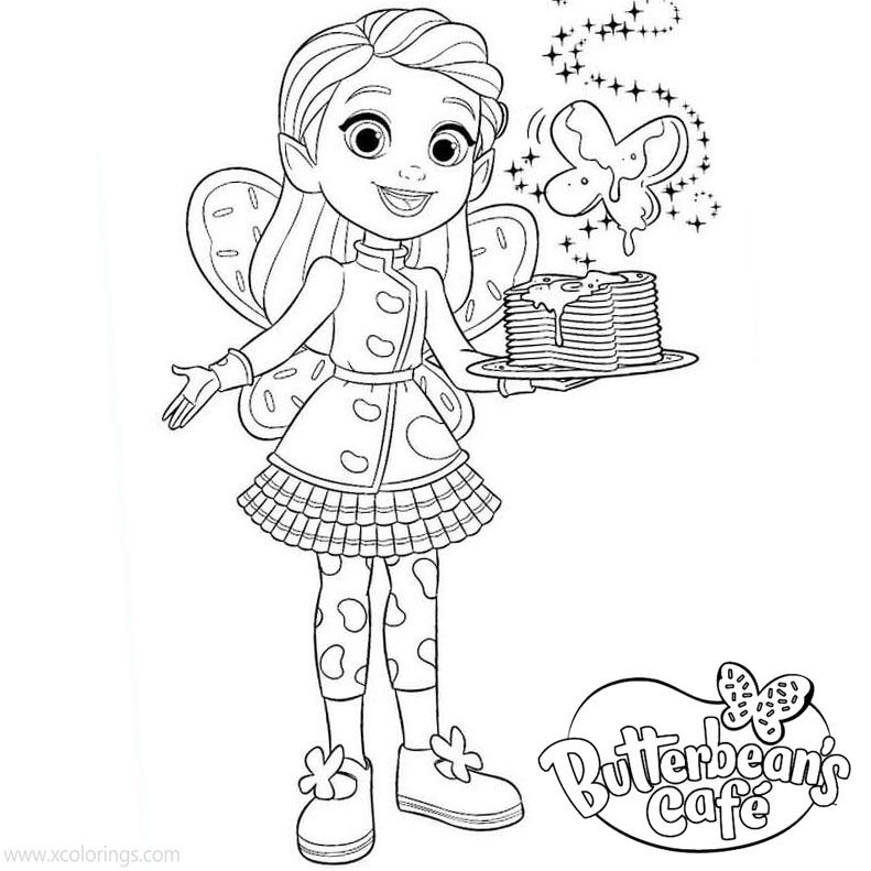 Free Butterbean's Cafe Coloring Pages Fairy with Cake printable