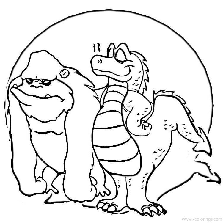Free Cartoon Godzilla Vs Kong Coloring Pages printable