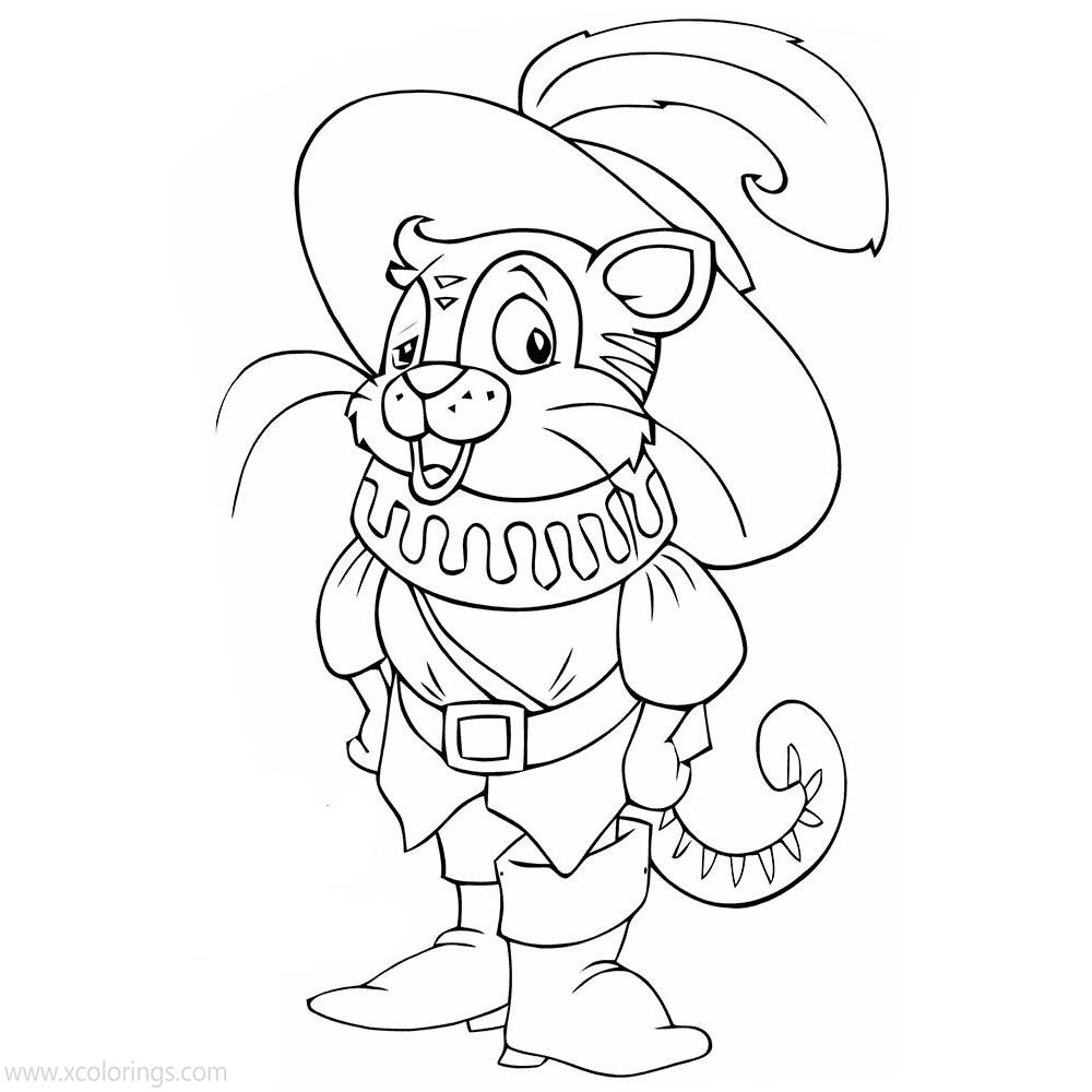 Free Cartoon Puss in Boots Coloring Pages printable