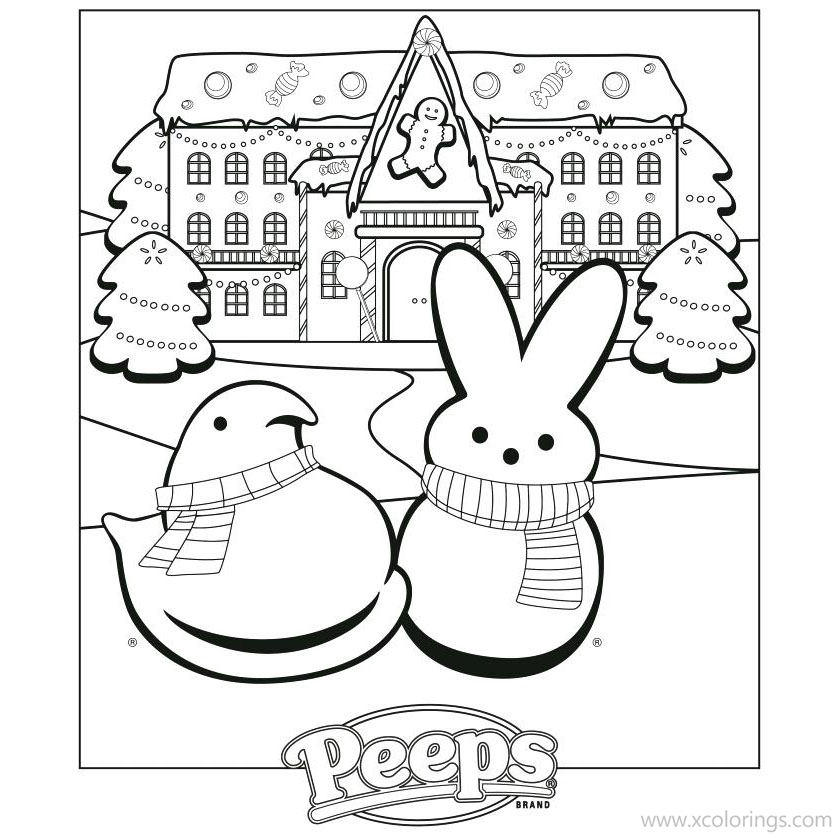 Free Christmas Marshmallow Peeps Coloring Pages printable