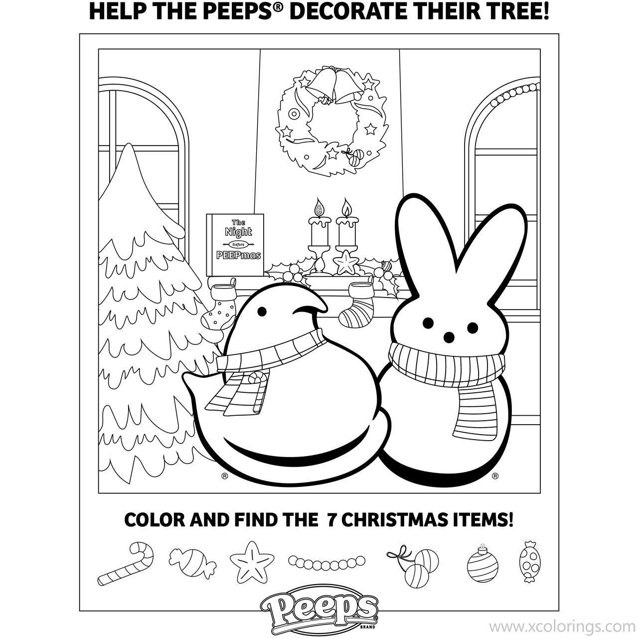 Free Christmas Peeps Coloring Pages printable