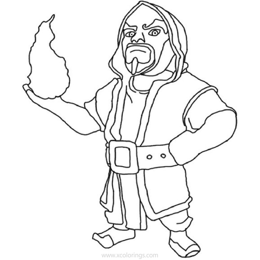 Free Clash Royale Coloring Pages Fire Wizard printable