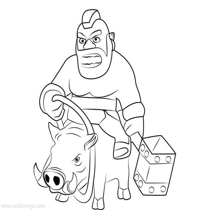 Clash Royale Coloring Pages Valkyrie and Giant Skeleton - XColorings.com