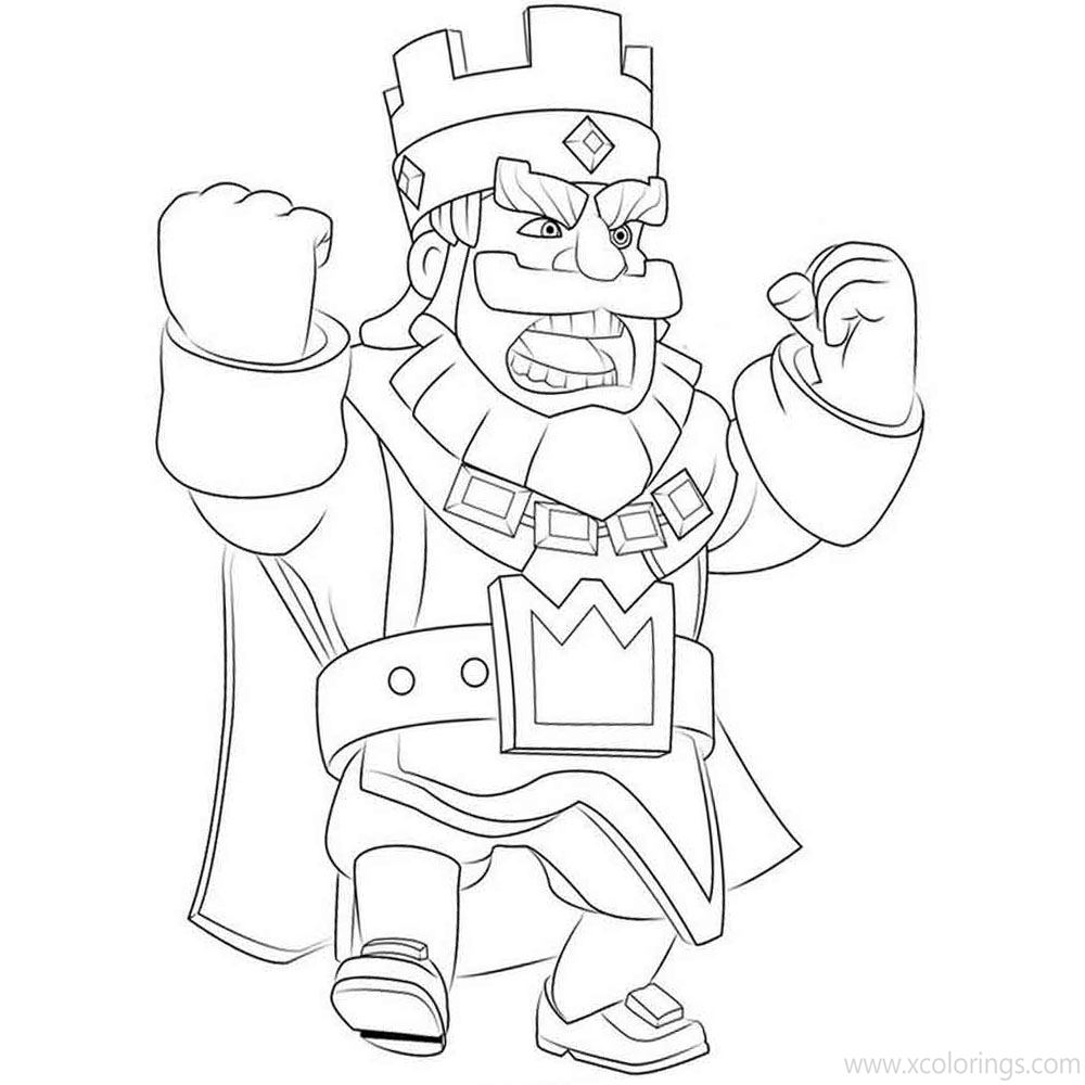 Clash Royale Coloring Pages King is Angry - XColorings.com