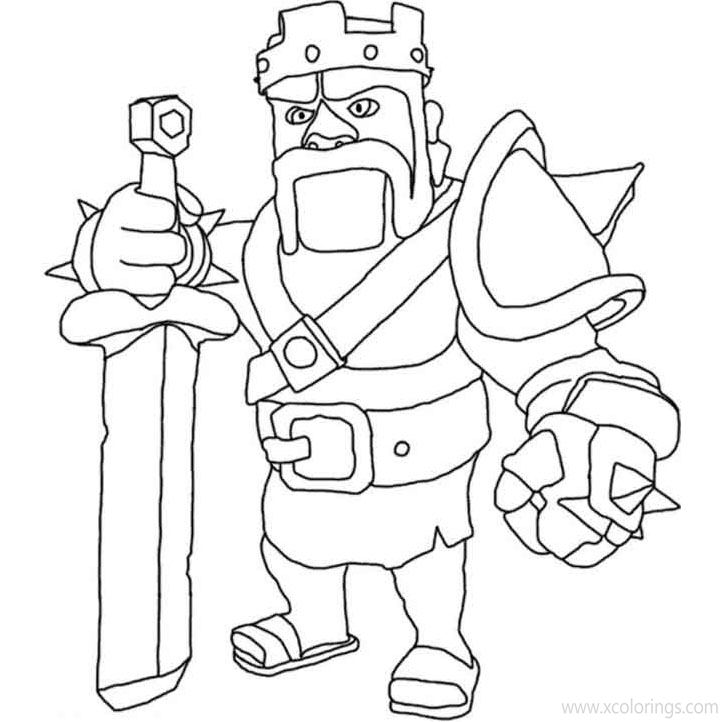 Clash Royale Coloring Pages King with Sword - XColorings.com