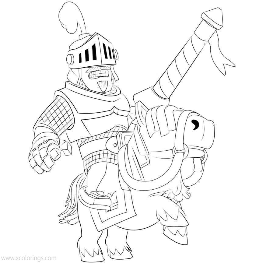 Free Clash Royale Coloring Pages Knight on the Horse printable
