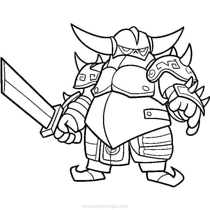 Free Clash Royale Coloring Pages Knight with Sword printable