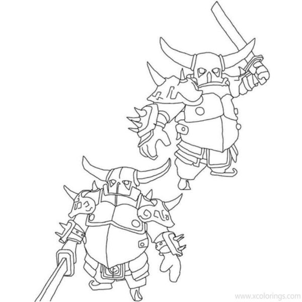 Clash Royale Coloring Pages Valkyrie and Giant Skeleton - XColorings.com