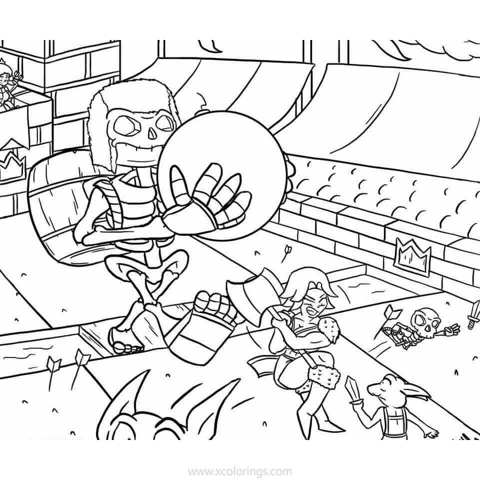 Free Clash Royale Coloring Pages Valkyrie and Giant Skeleton printable