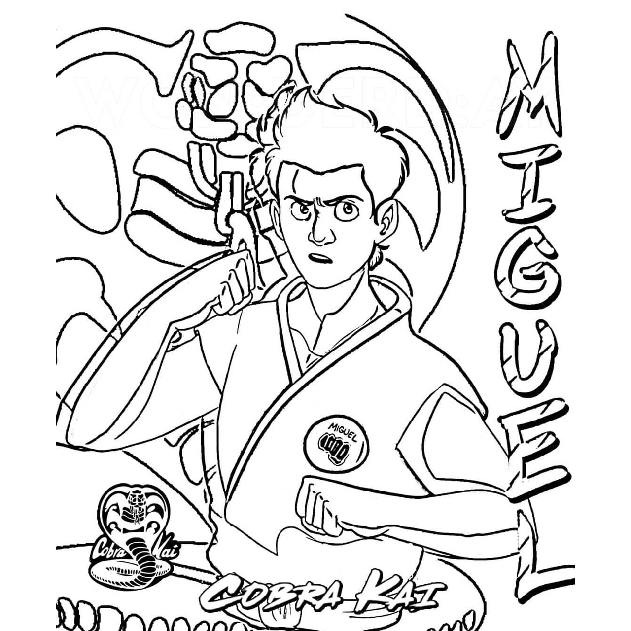Free Cobra Kai Coloring Pages Miguel printable
