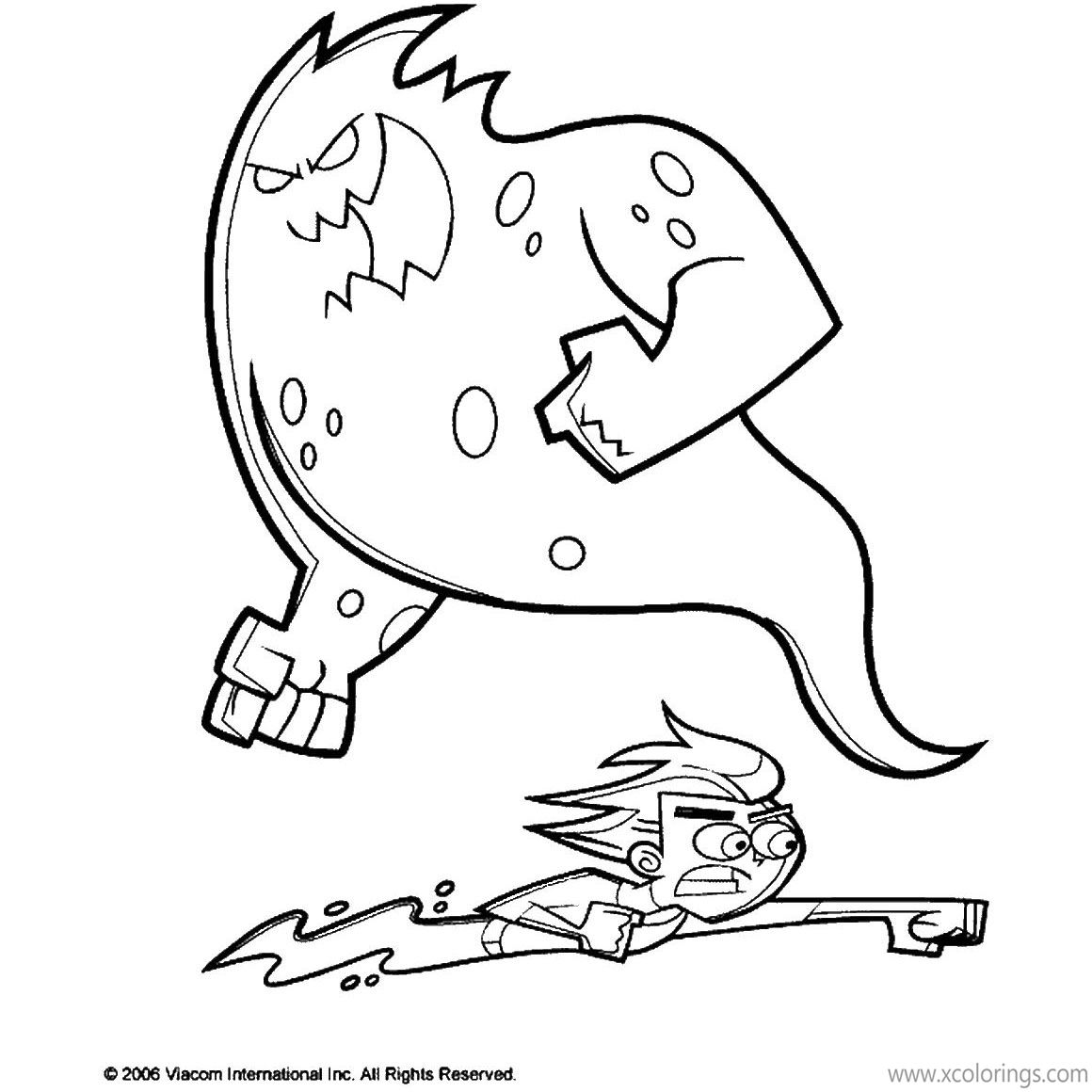 Free Danny Phantom Coloring Pages Fighting Ghost printable