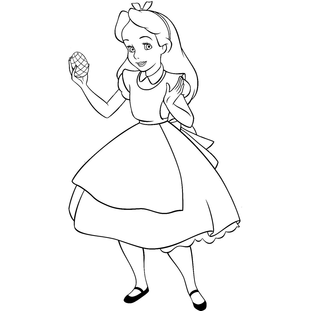 Free Disney Easter Coloring Pages Alice in Wonderland with Easter Egg printable