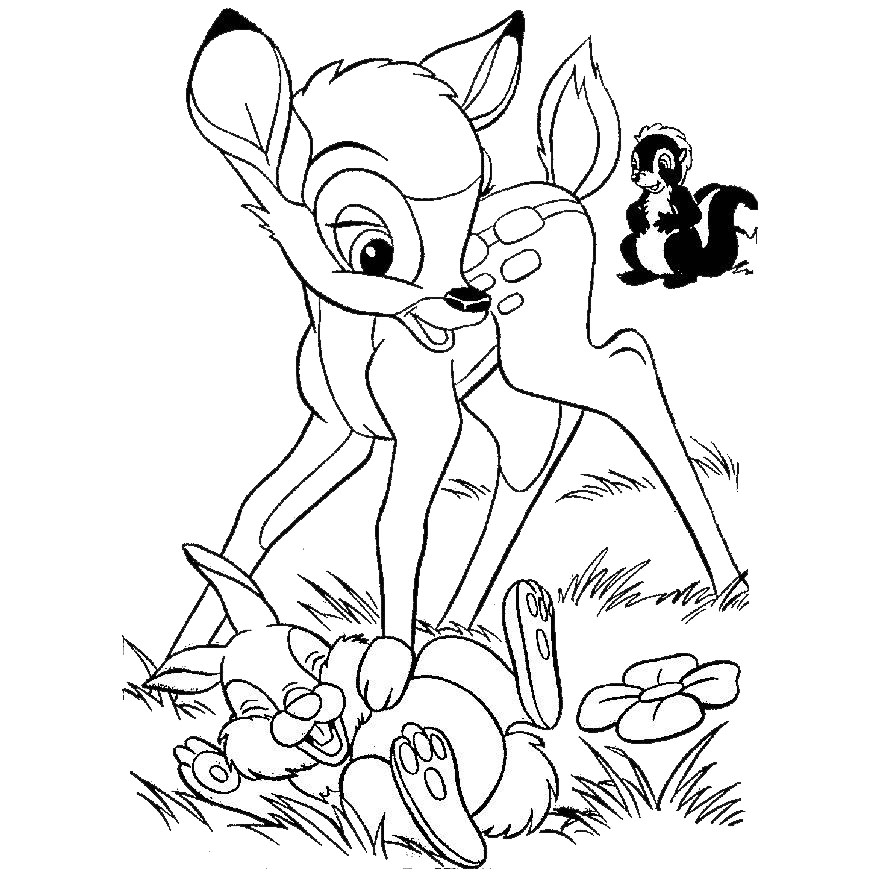 Free Disney Easter Coloring Pages Bambi and Bunny printable