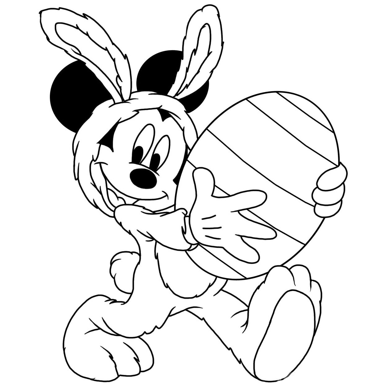 Free Disney Easter Coloring Pages Bunny Mickey Mouse with Easter Egg printable