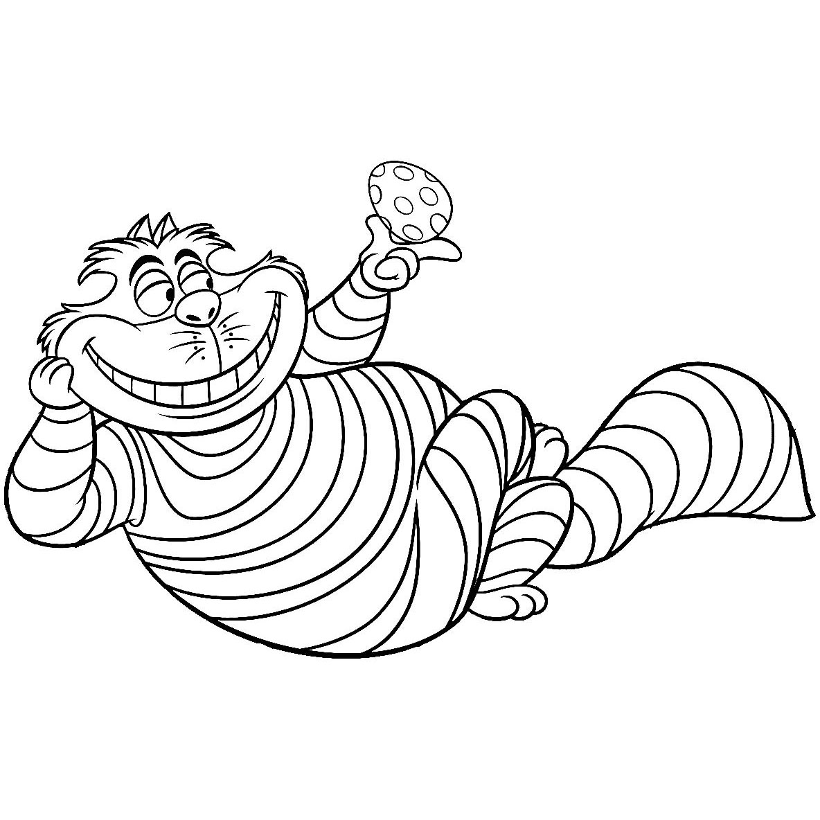 Free Disney Easter Coloring Pages Cheshirecat with Easter Egg printable
