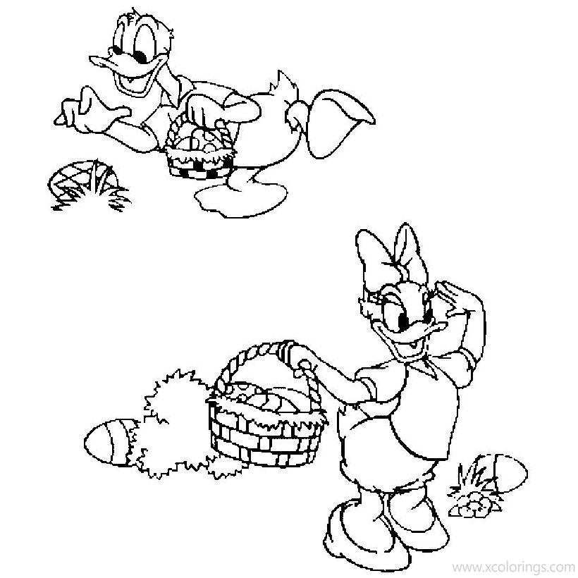 Free Disney Easter Coloring Pages Daisy and Donald printable