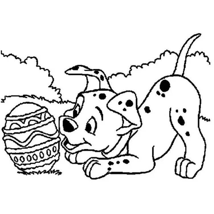 Free Disney Easter Coloring Pages Dalmatian Dog and Easter Egg printable