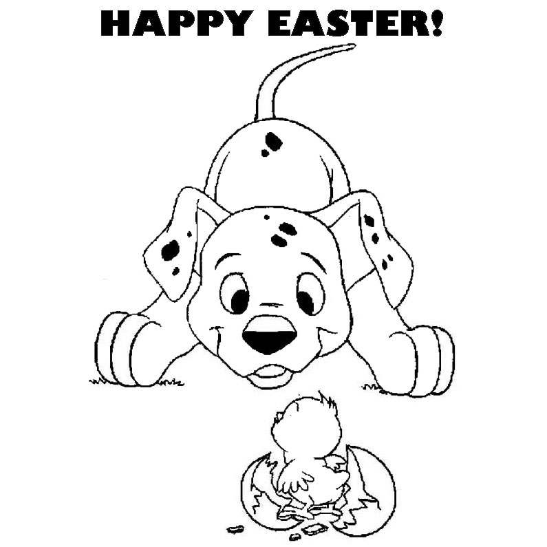 Free Disney Easter Coloring Pages Dalmatian and Egg Hatched printable