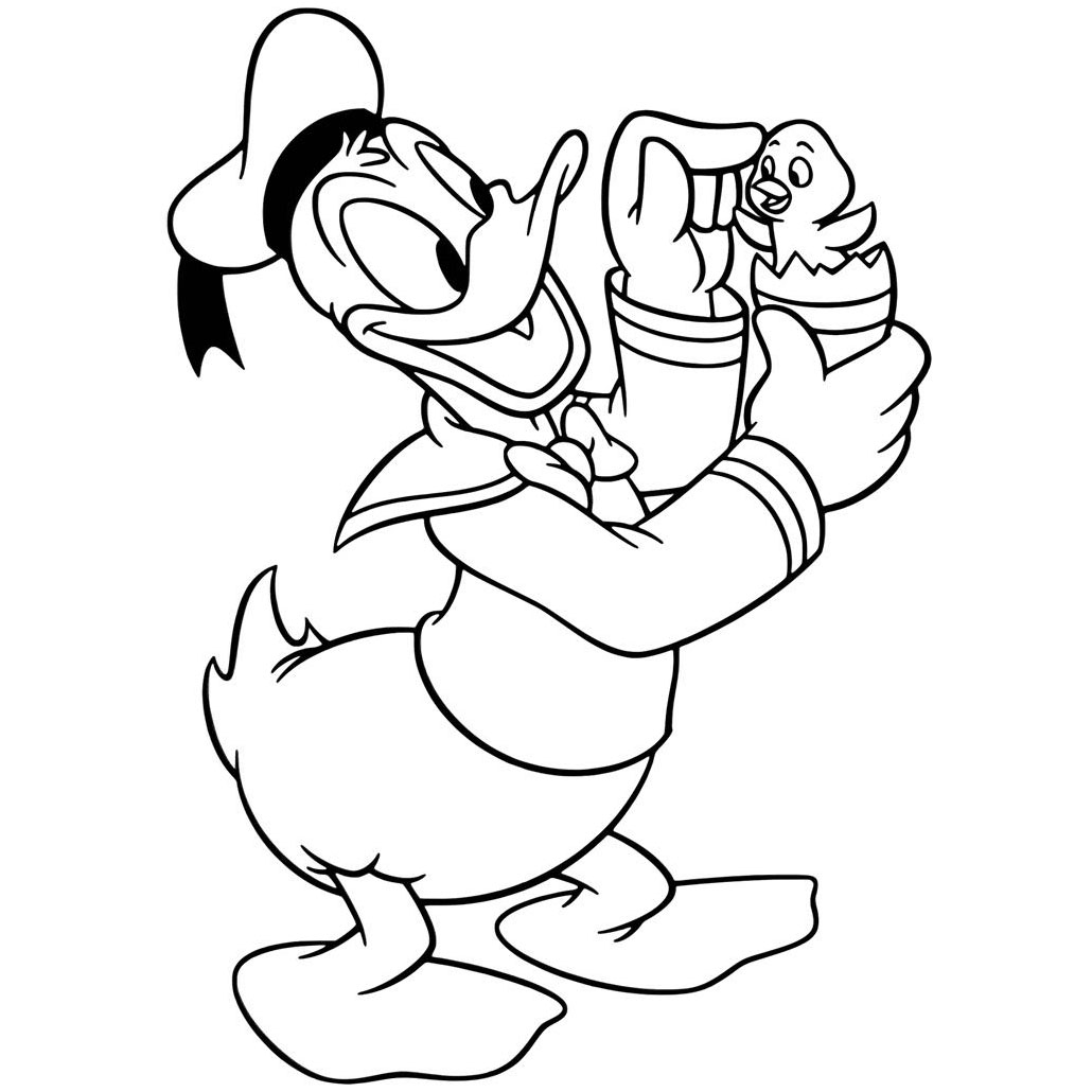 Free Disney Easter Coloring Pages Donald Duck with A Hatched Easter Egg printable