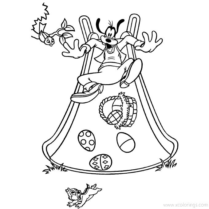 Free Disney Easter Coloring Pages Goofy and Easter Eggs printable