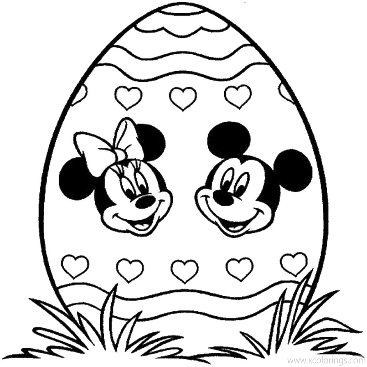 Free Disney Easter Coloring Pages Mickey Mouse and Minnie Mouse Easter Egg Template printable